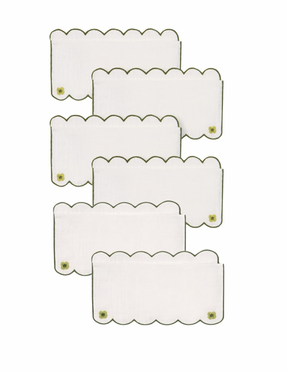 Spring Cocktail Napkins in Green, Set of 6