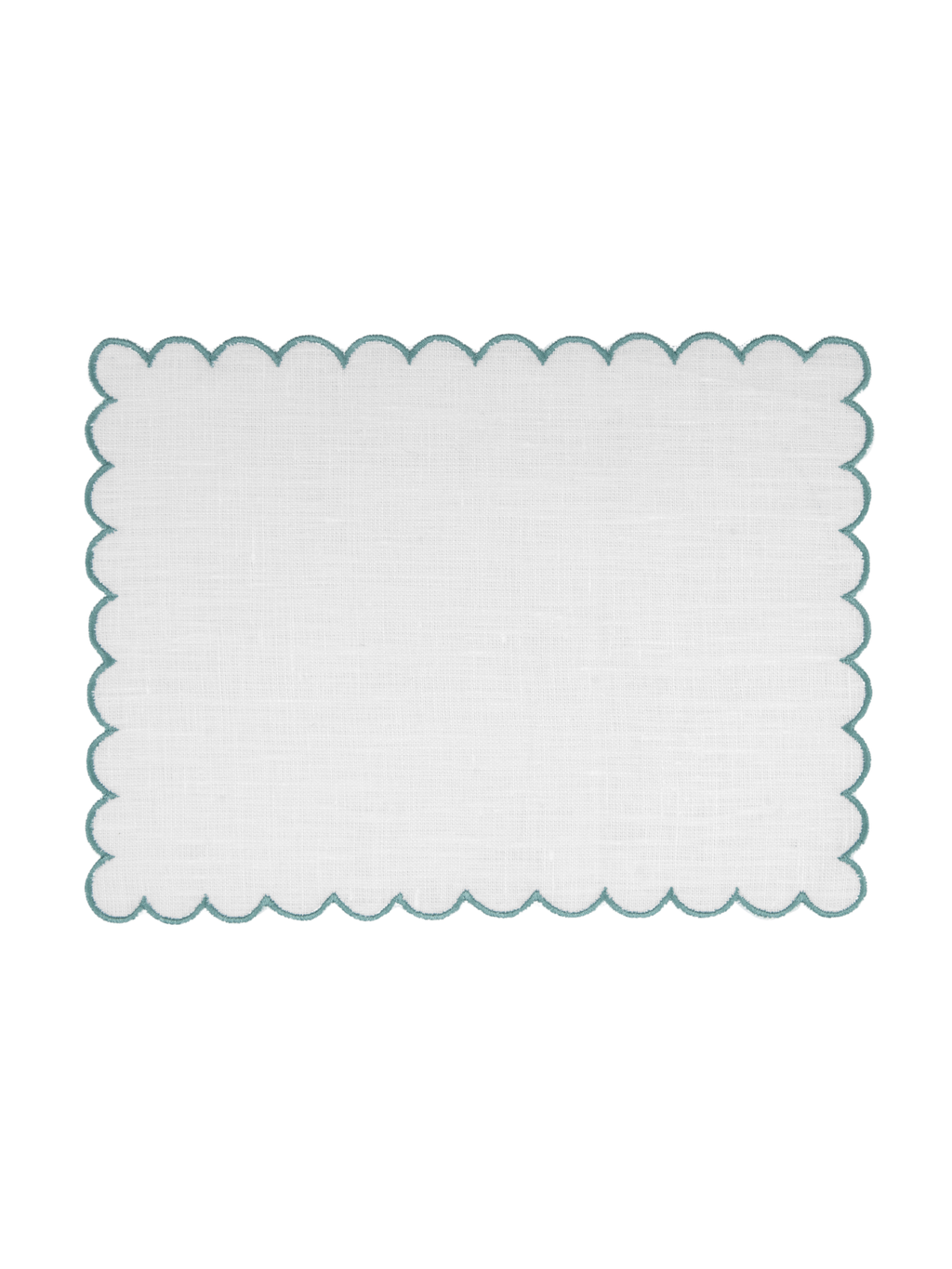 Bilbao Cocktail Napkins in White with Aqua, Set of 6