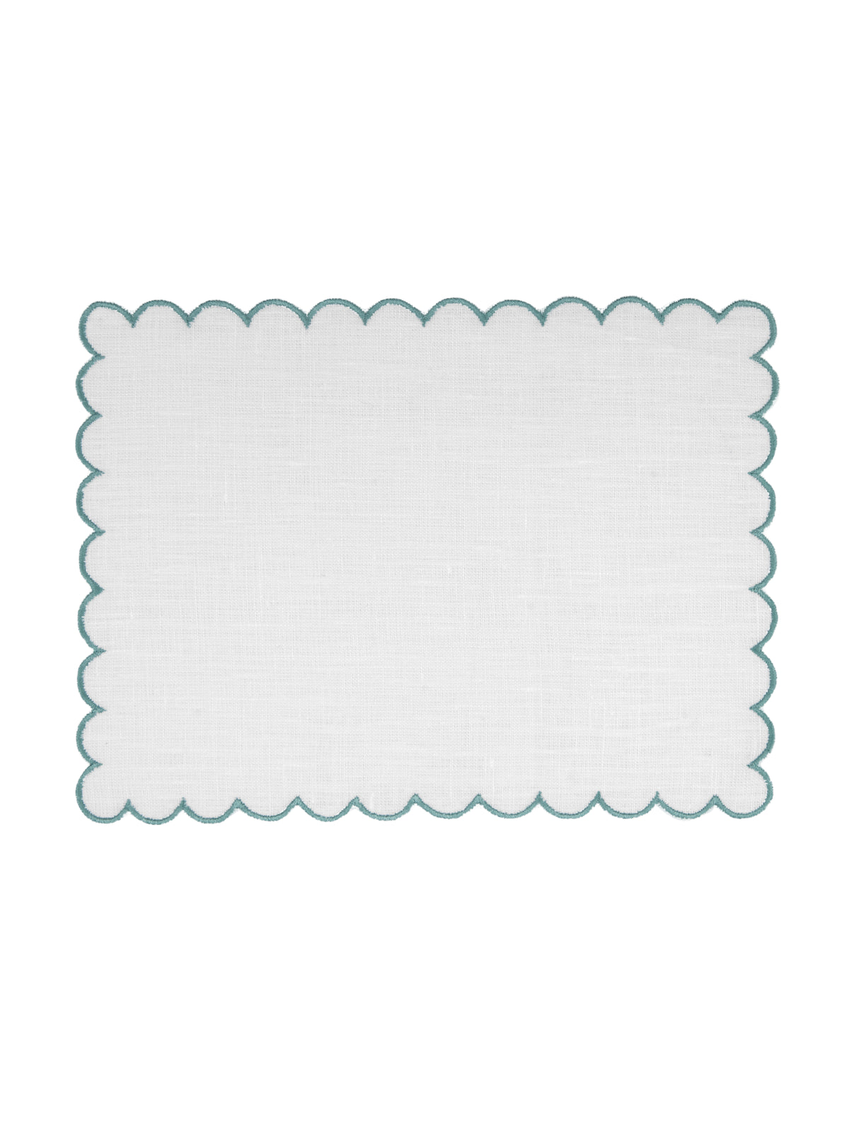 Bilbao Cocktail Napkins in White with Aqua, Set of 6