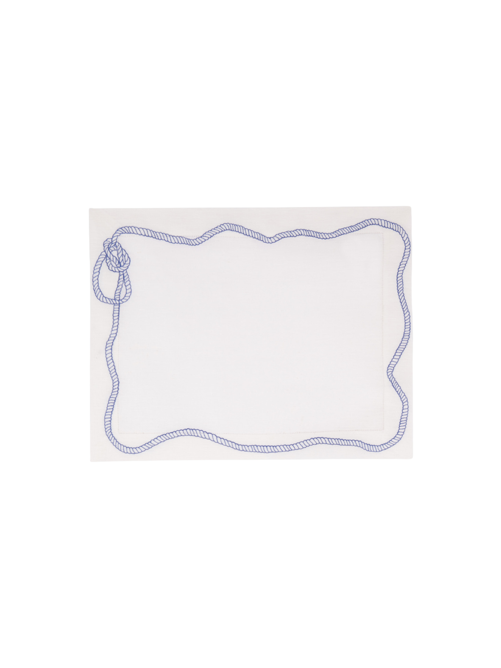 Bowline Linen Placemat in White with Navy