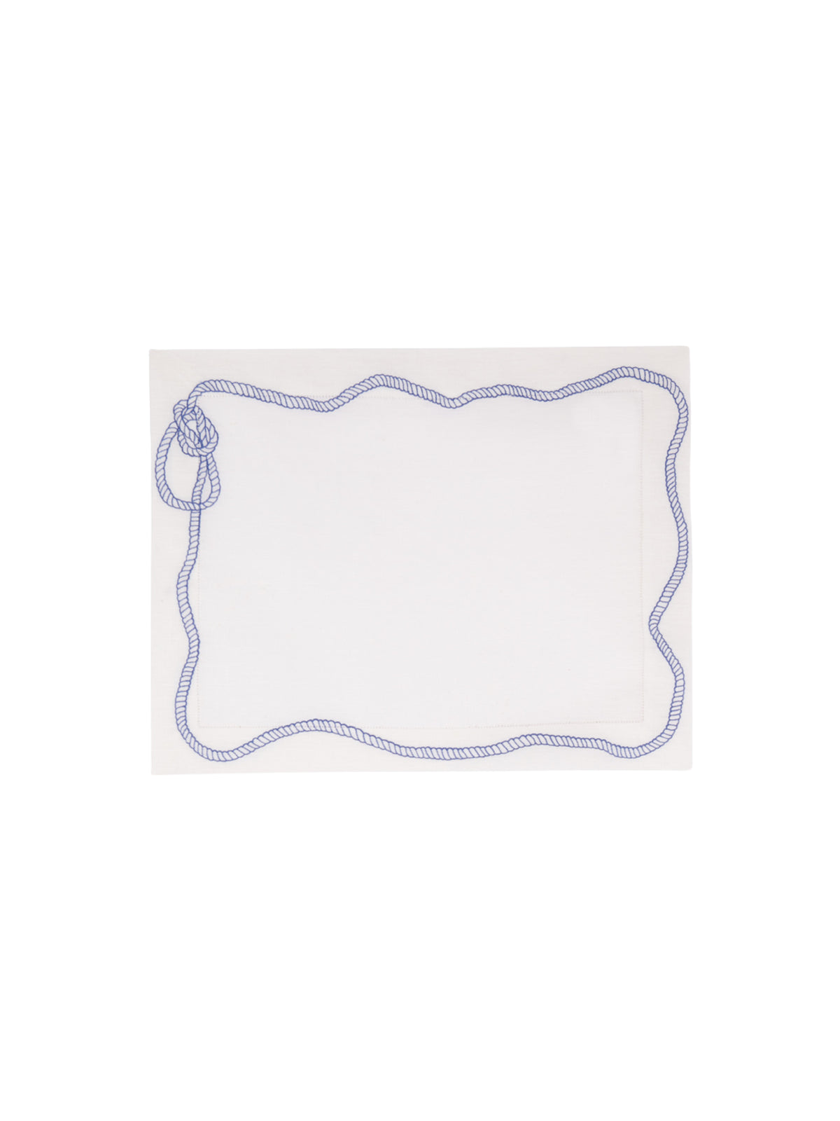 Bowline Linen Placemat in White with Navy