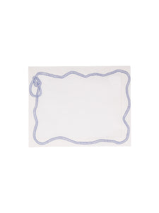 Bowline Linen Placemat in White with Navy