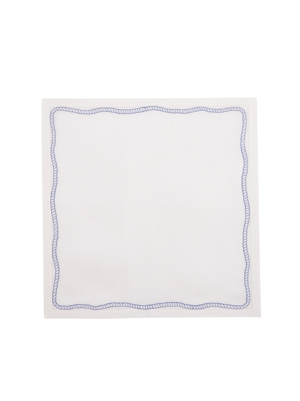 Bowline Linen Napkin in White with Navy