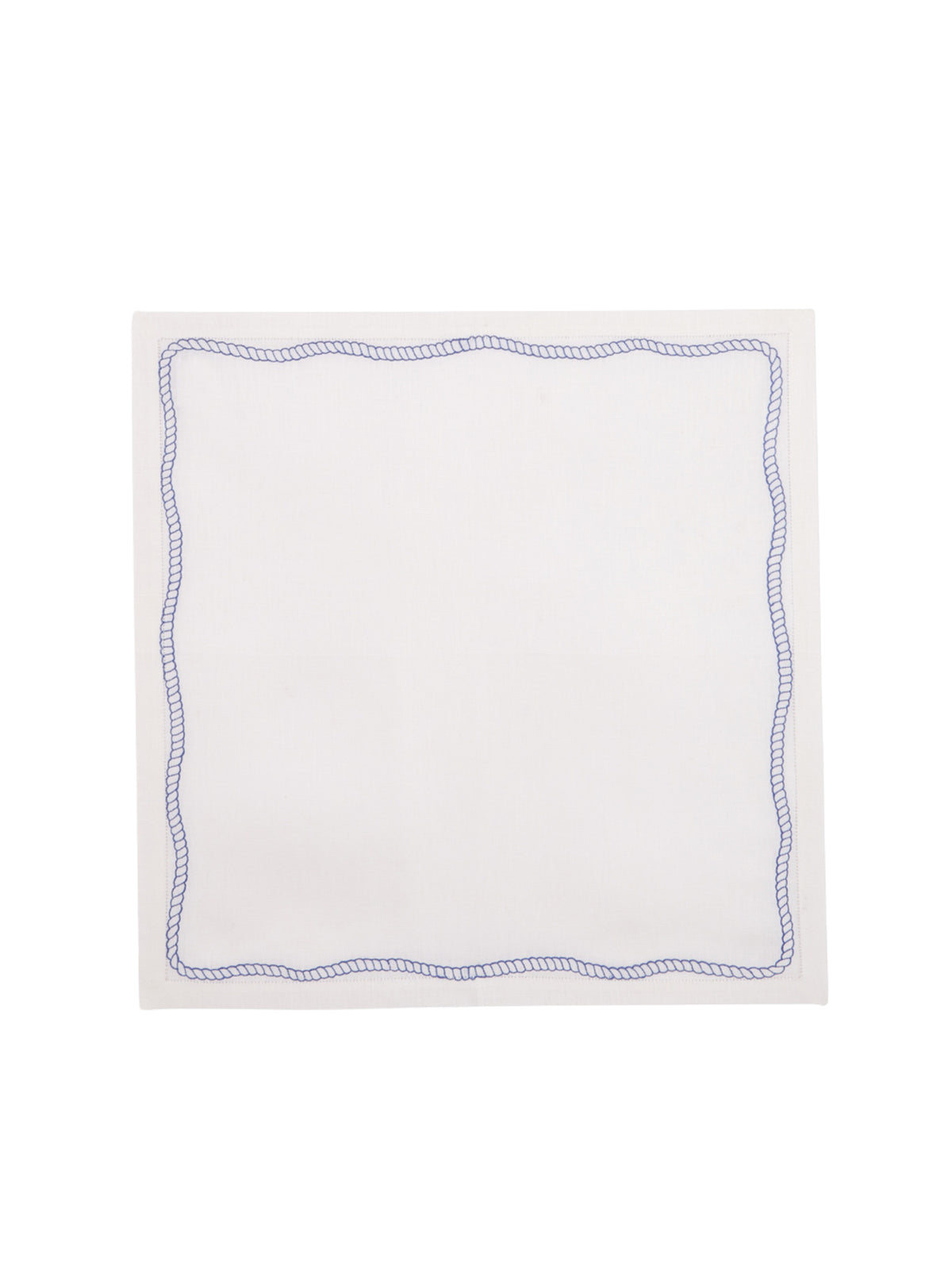Bowline Linen Napkin in White with Navy