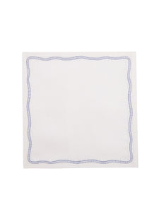 Bowline Linen Napkin in White with Navy