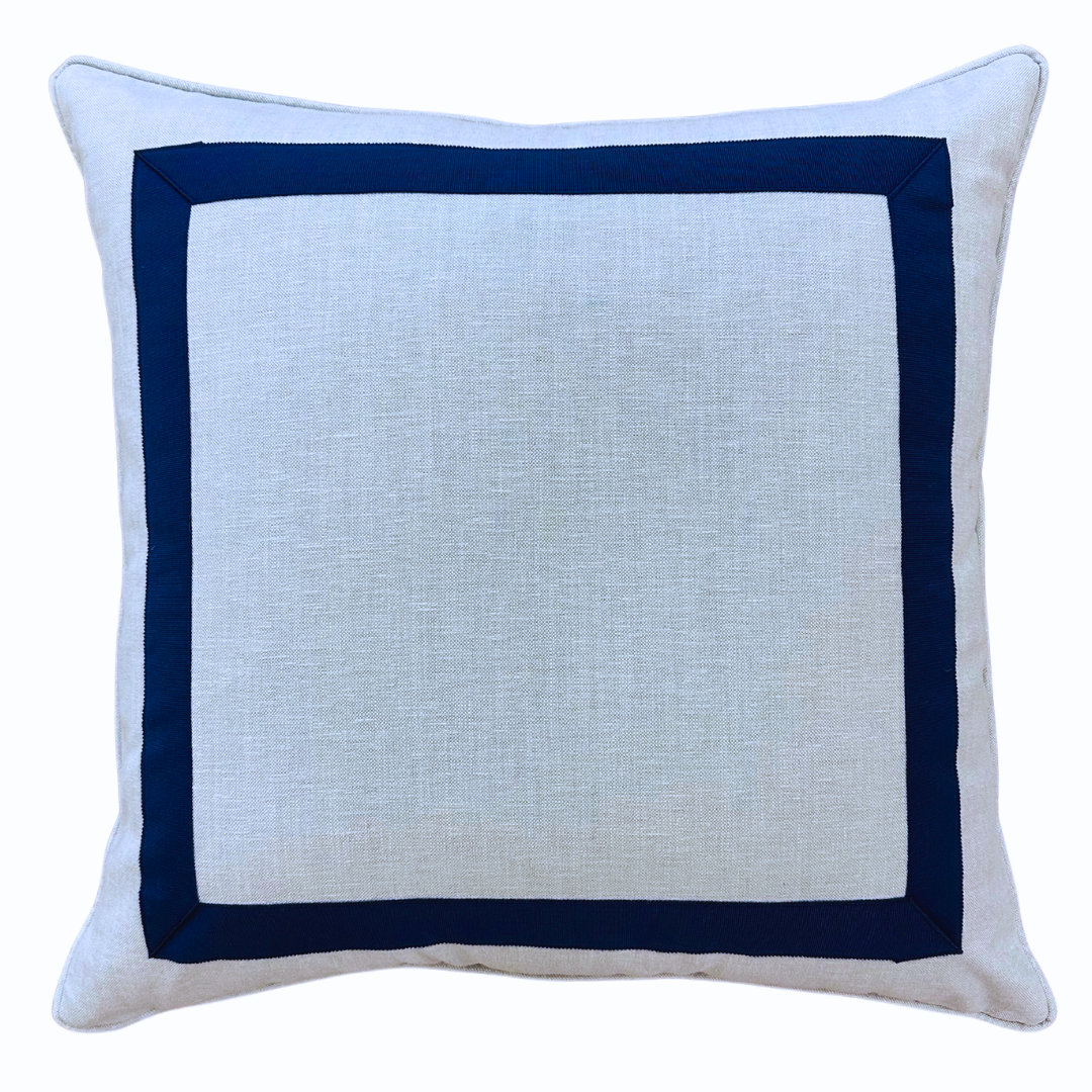 20x20 Pale Blue with Navy Mitered Tape Square