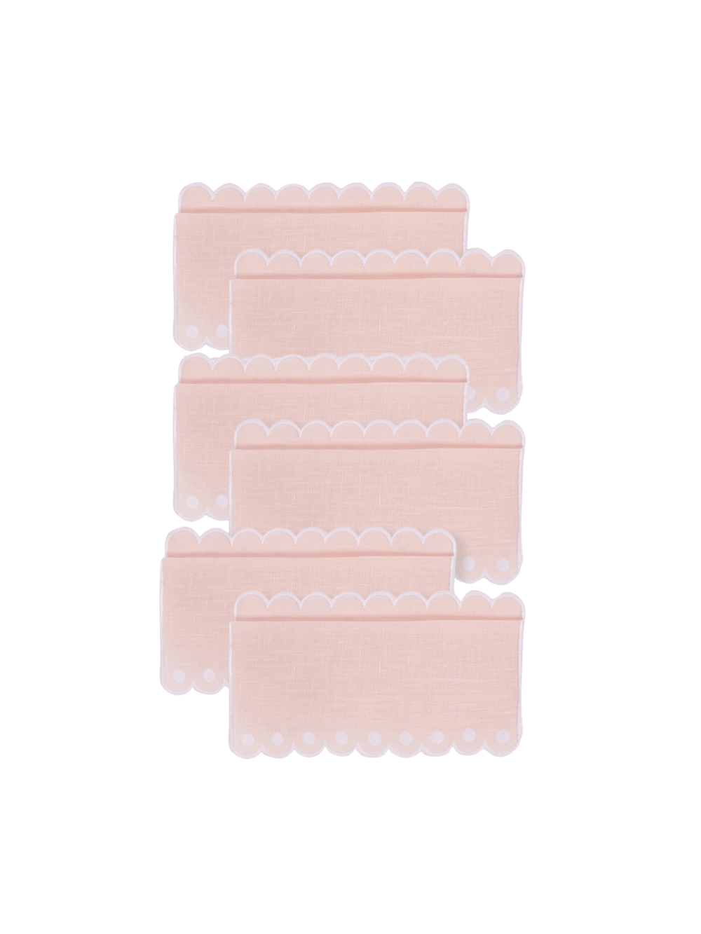 Bodoques Cocktail Napkins in Pink with White, Set of 6