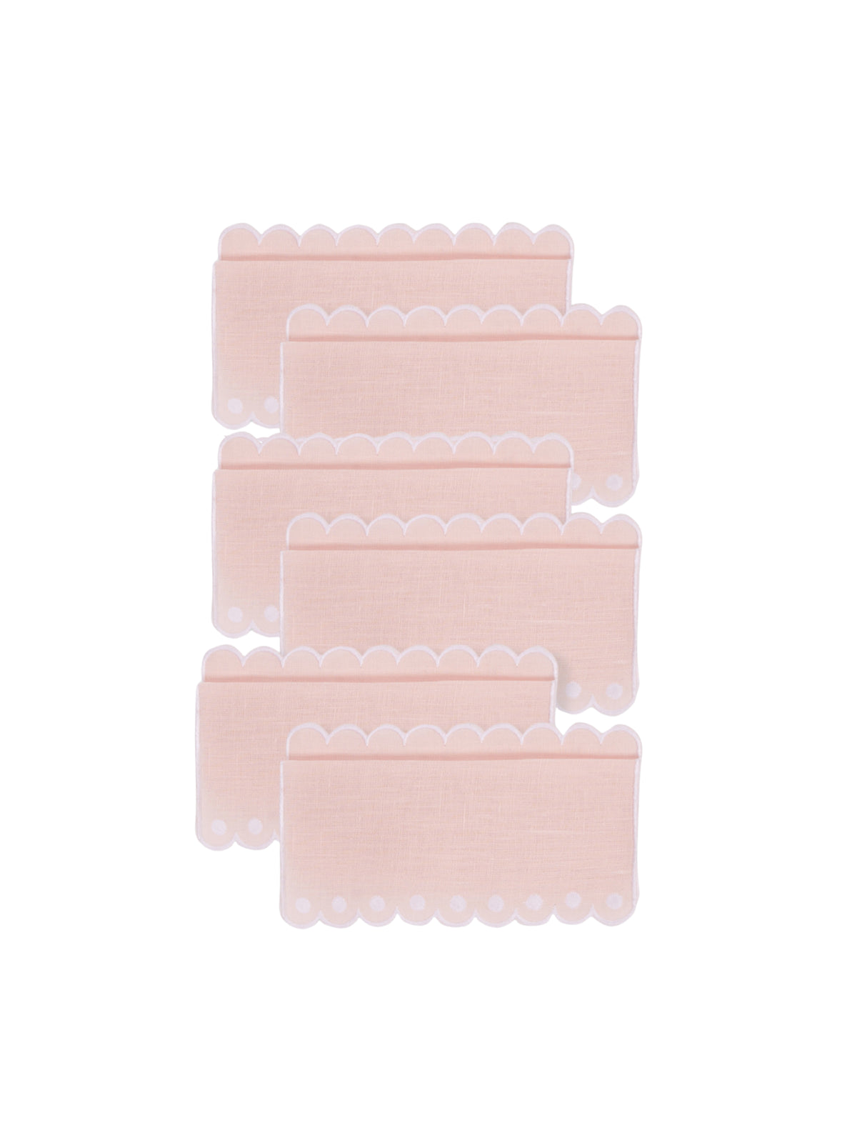 Bodoques Cocktail Napkins in Pink with White, Set of 6