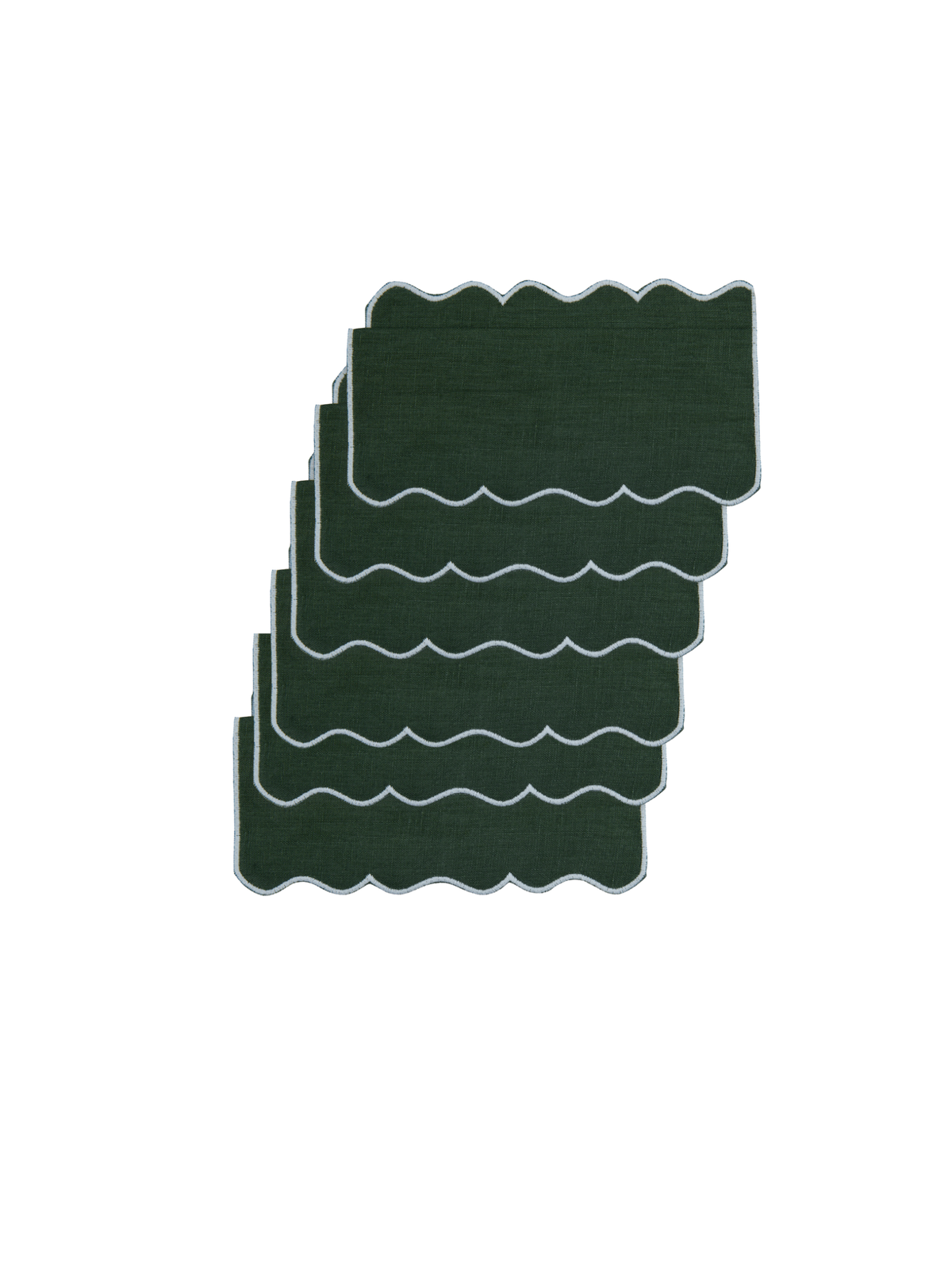 Alhambra Linen Cocktail Napkins in Green, Set of 6