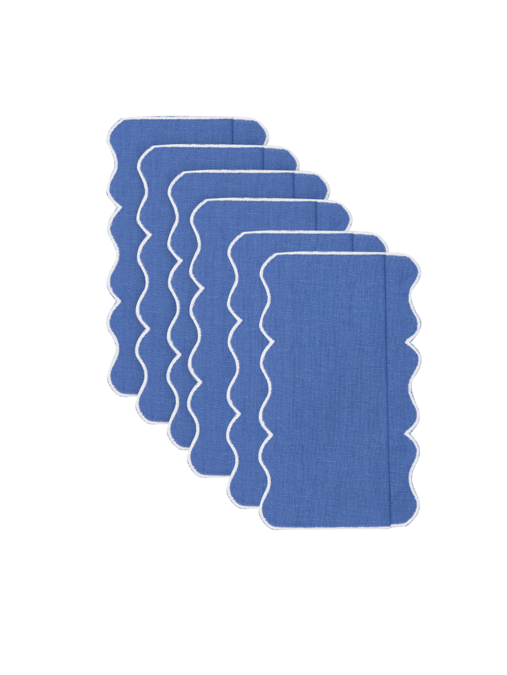 Alhambra Linen Cocktail Napkins in Palace Blue, Set of 6