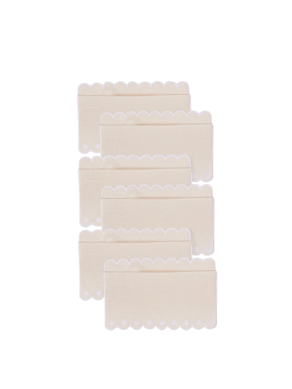 Bodoques Cocktail Napkins in Beige with White, Set of 6