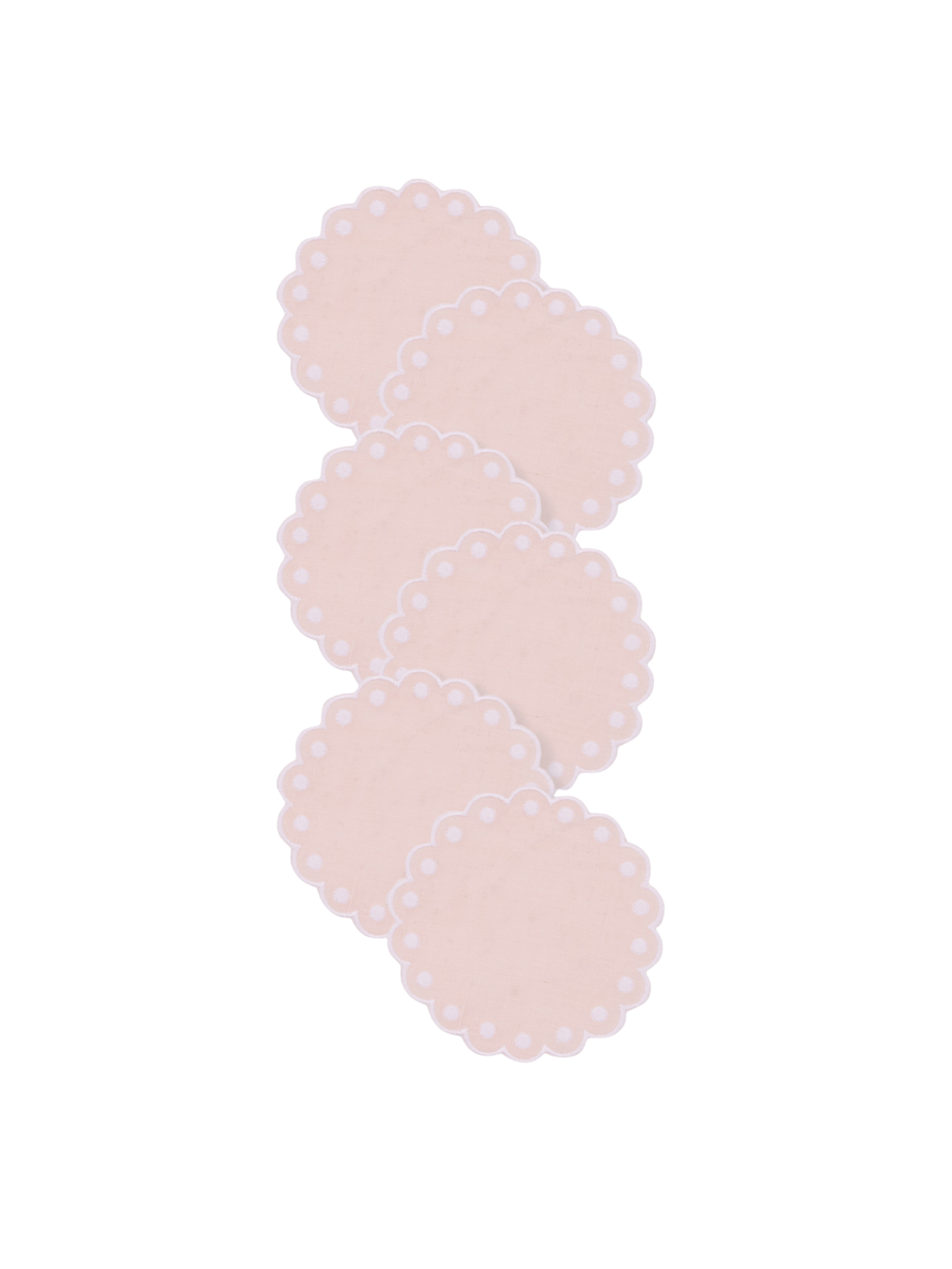 Bodoques Linen Coasters in Pink with White, Set of 6