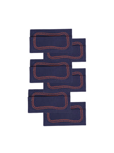 Bowline Cocktail Napkins in Navy with Blood Orange, Set of 6