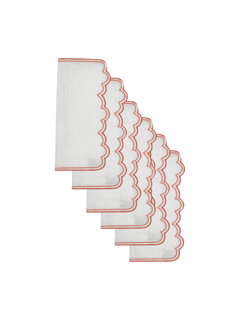 Escama Cocktail Napkins in Coral, Set of 6