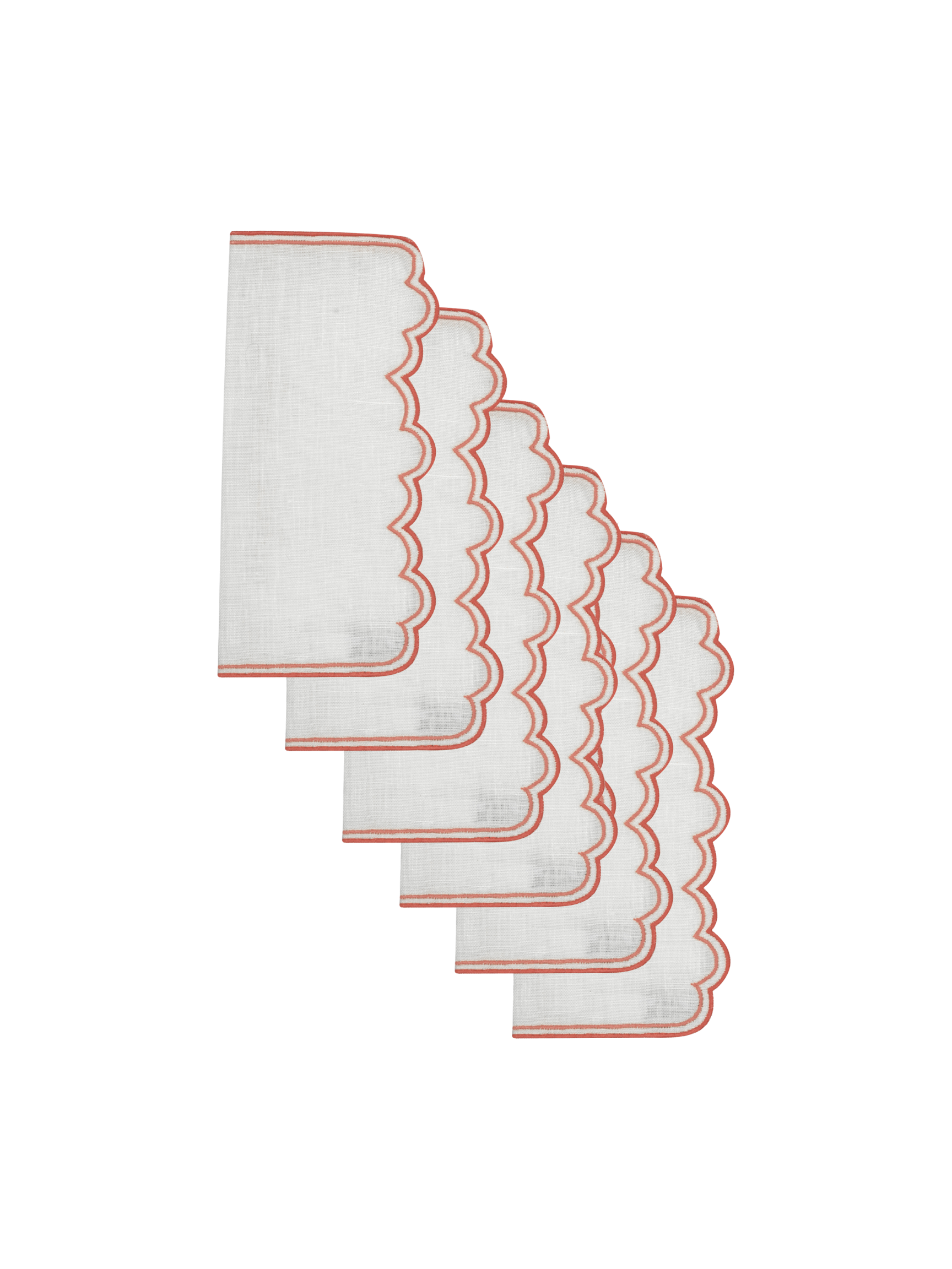 Escama Cocktail Napkins in Coral, Set of 6