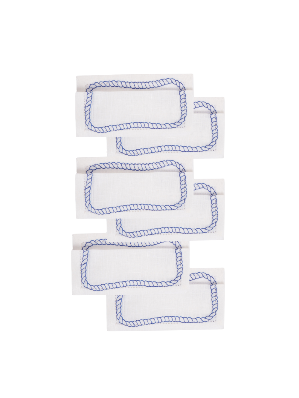 Bowline Cocktail Napkins in White with Navy, Set of 6