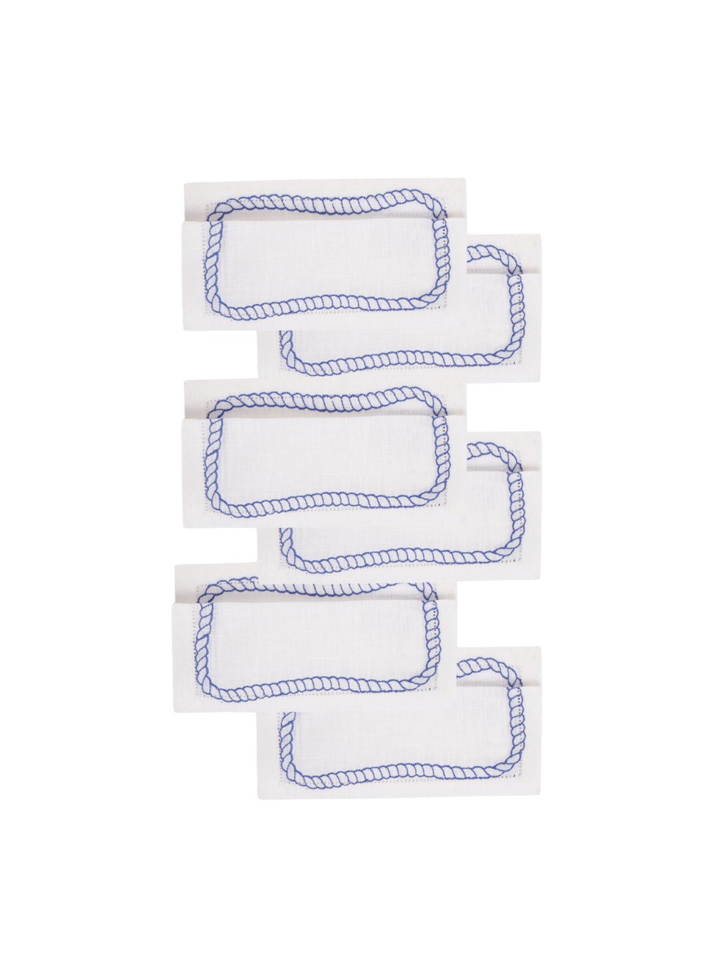 Bowline Cocktail Napkins in White with Navy, Set of 6