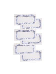 Bowline Cocktail Napkins in White with Navy, Set of 6