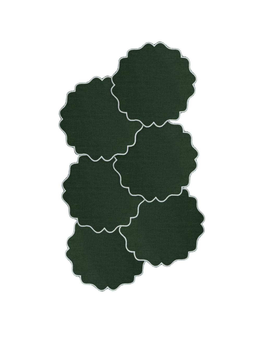 Alhambra Linen Coasters in Green, Set of 6