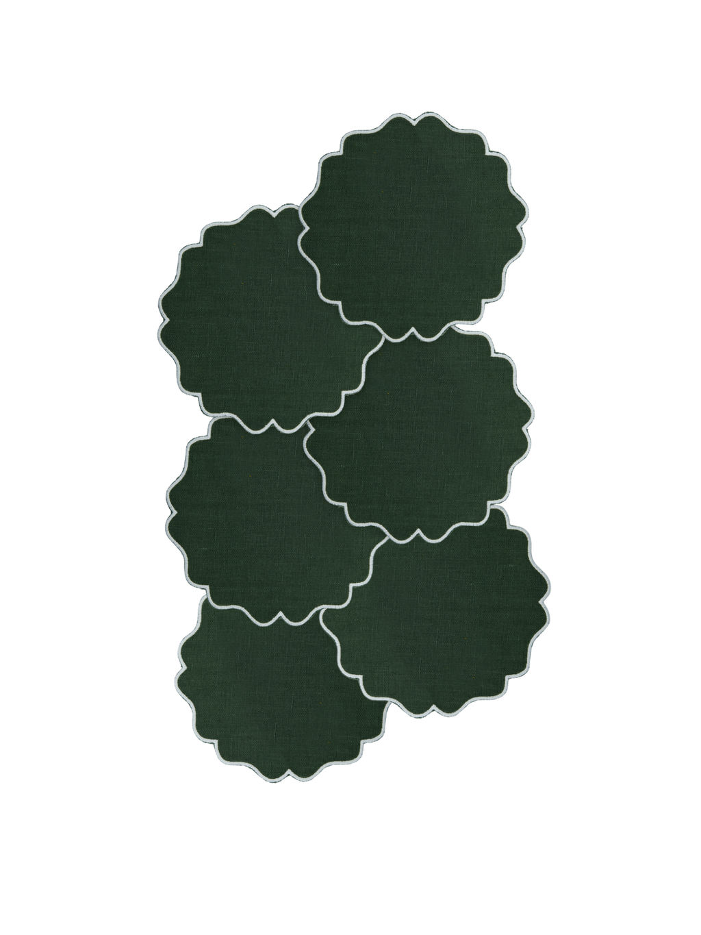 Alhambra Linen Coasters in Green, Set of 6