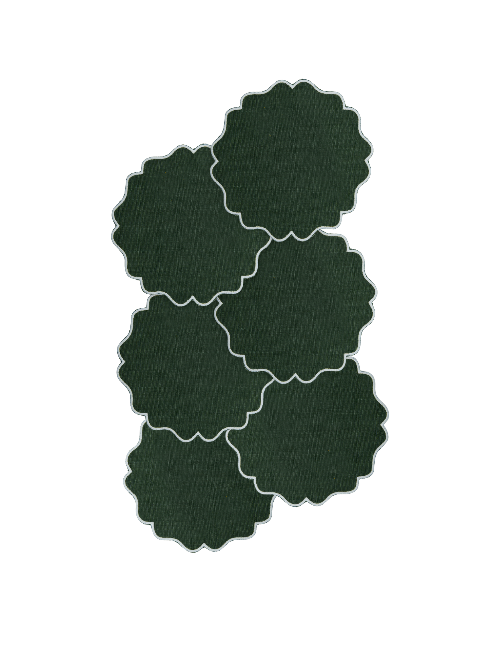 Alhambra Linen Coasters in Green, Set of 6