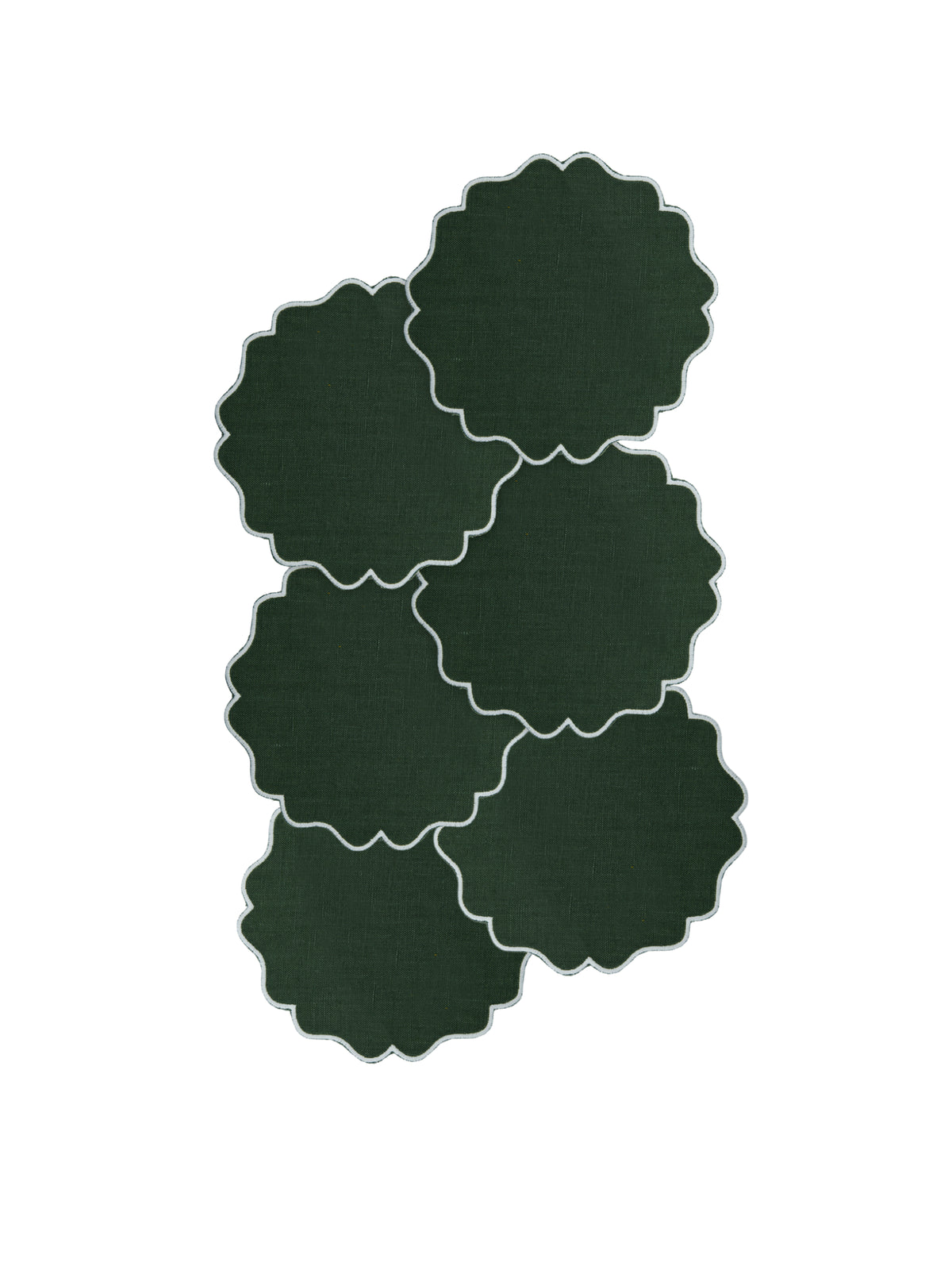 Alhambra Linen Coasters in Green, Set of 6