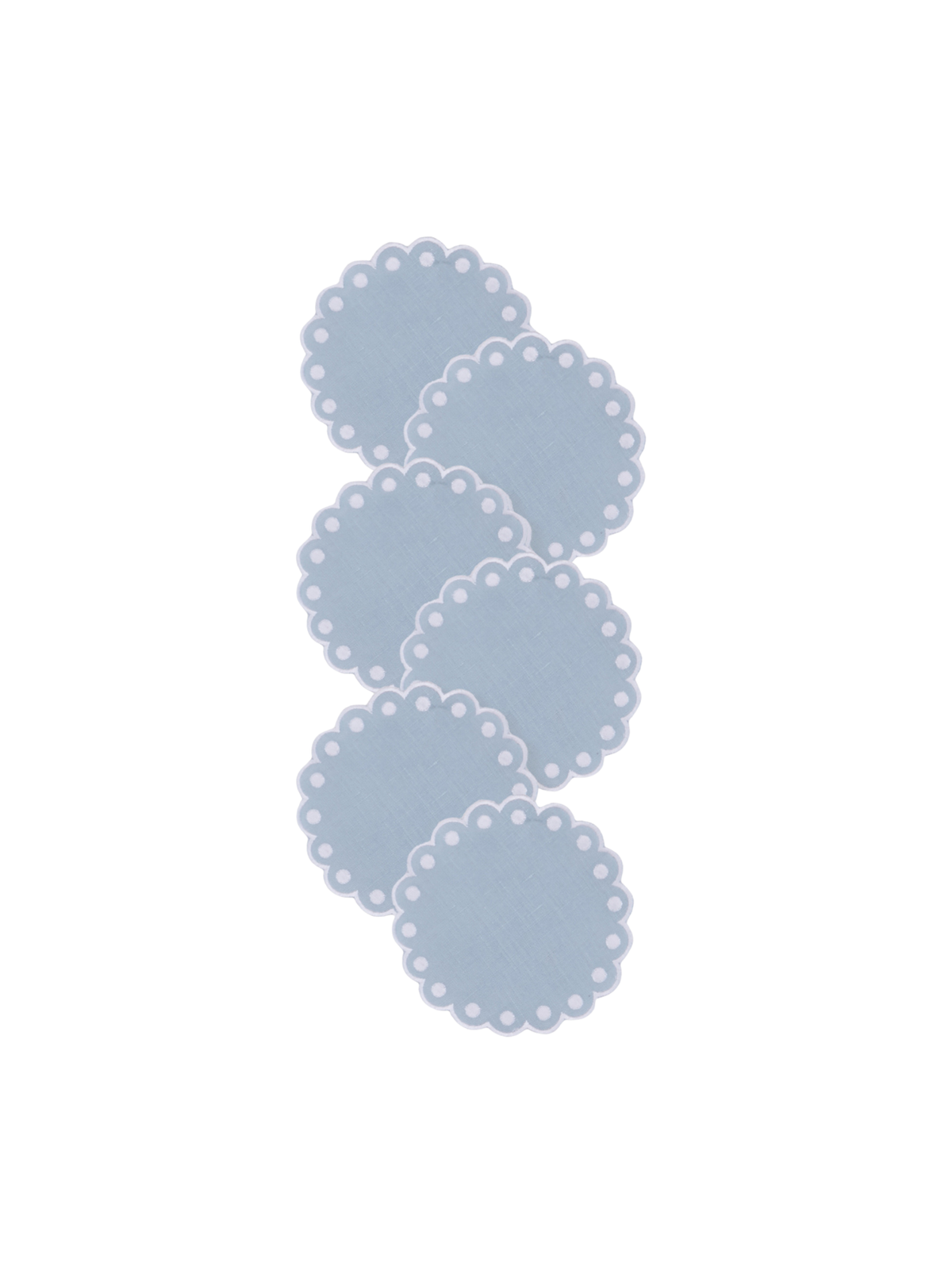 Bodoques Linen Coasters in Blue with White, Set of 6