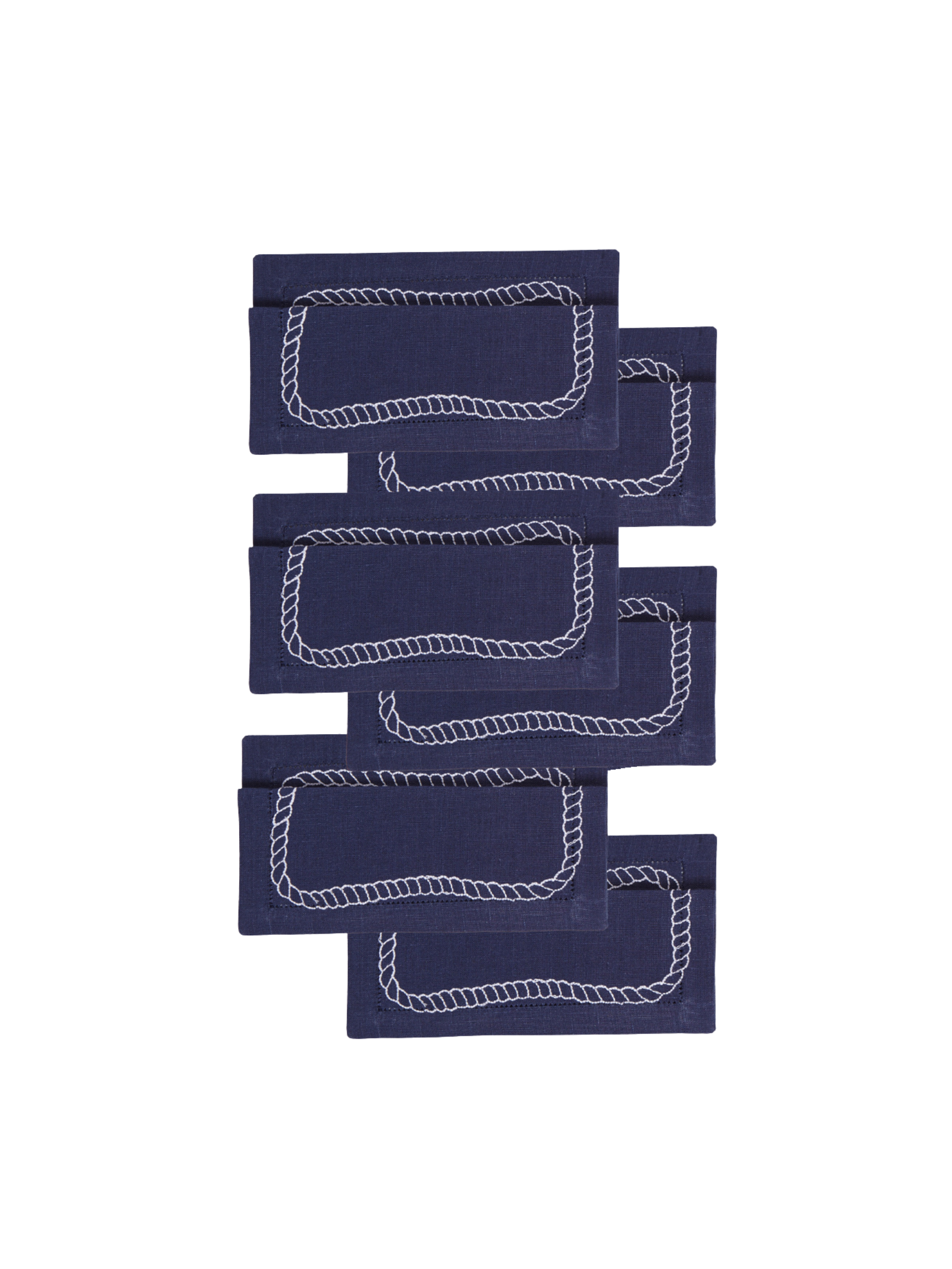 Bowline Cocktail Napkins in Navy with White, Set of 6