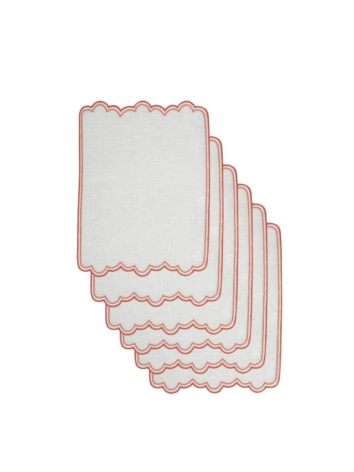 Escama Cocktail Napkins in Coral, Set of 6