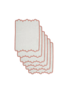 Escama Cocktail Napkins in Coral, Set of 6