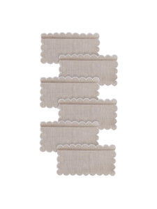 Zurbano Cocktail Napkins in Natural Linen with Off White, Set of 6