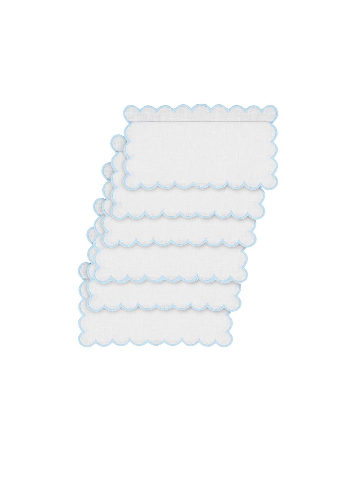 Zurbano Cocktail Napkins in Off White with Baby Blue, Set of 6