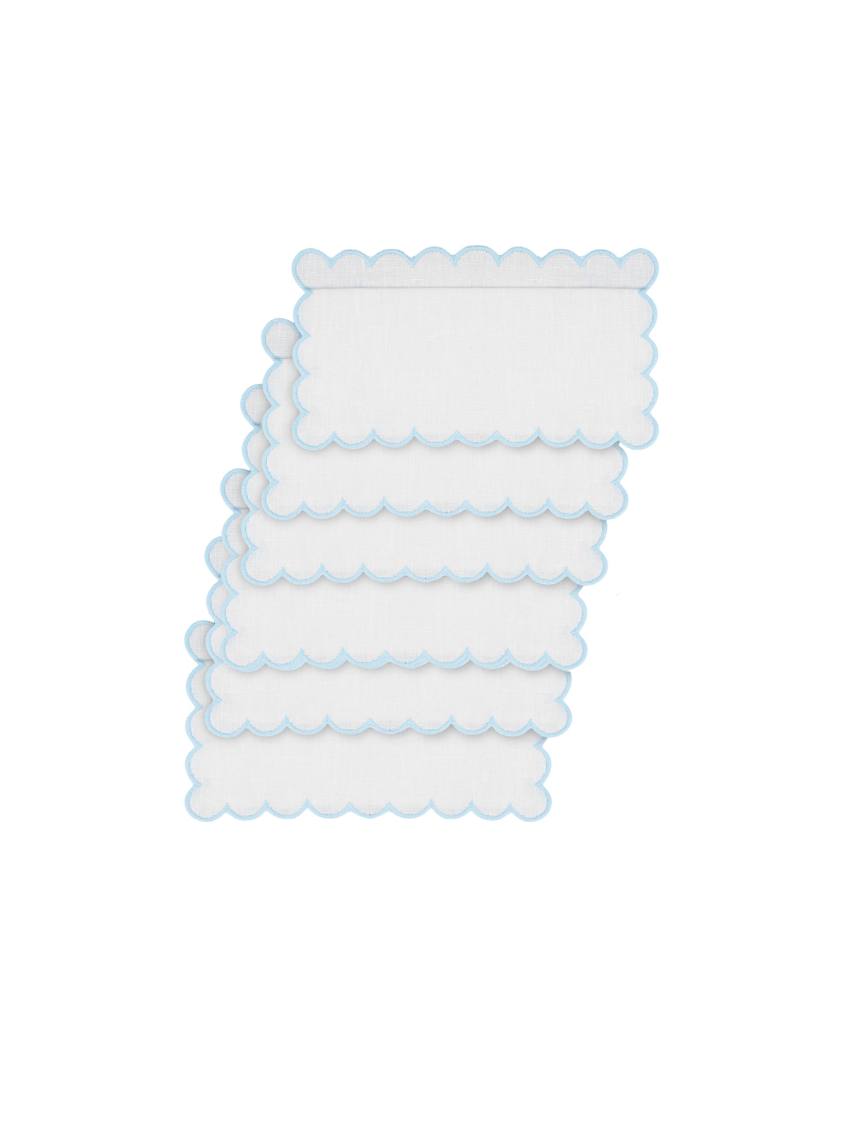 Zurbano Cocktail Napkins in Off White with Baby Blue, Set of 6