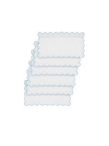 Zurbano Cocktail Napkins in Off White with Baby Blue, Set of 6