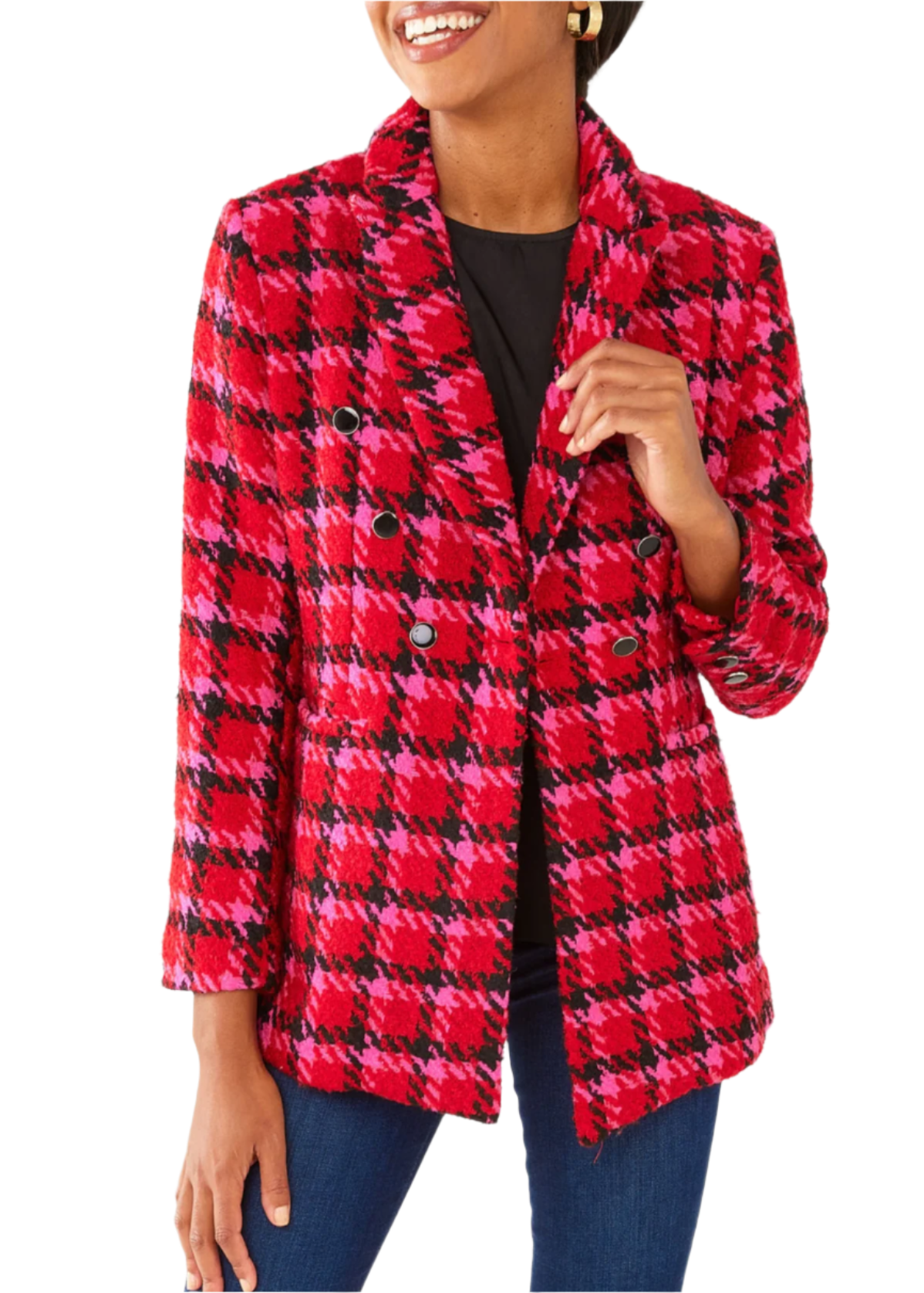 Calvin Blazer Red Multi Houndstooth