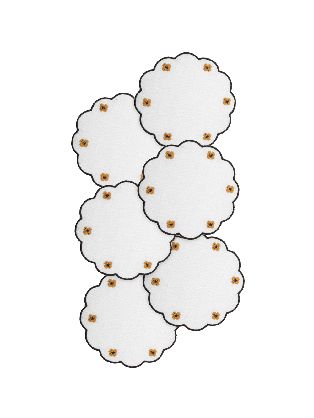 Spring Linen Coasters in Brown, Set of 6
