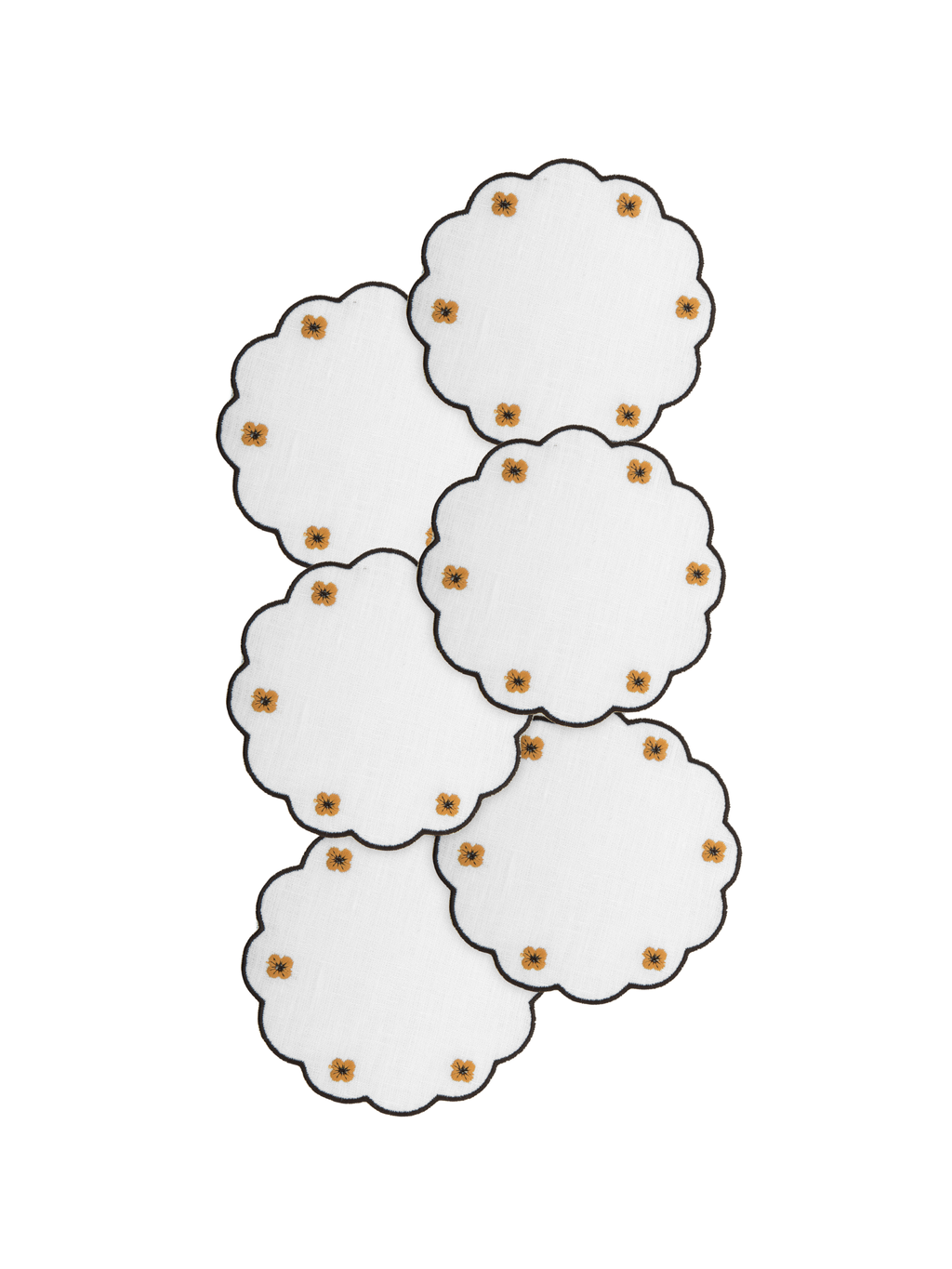 Spring Linen Coasters in Brown, Set of 6