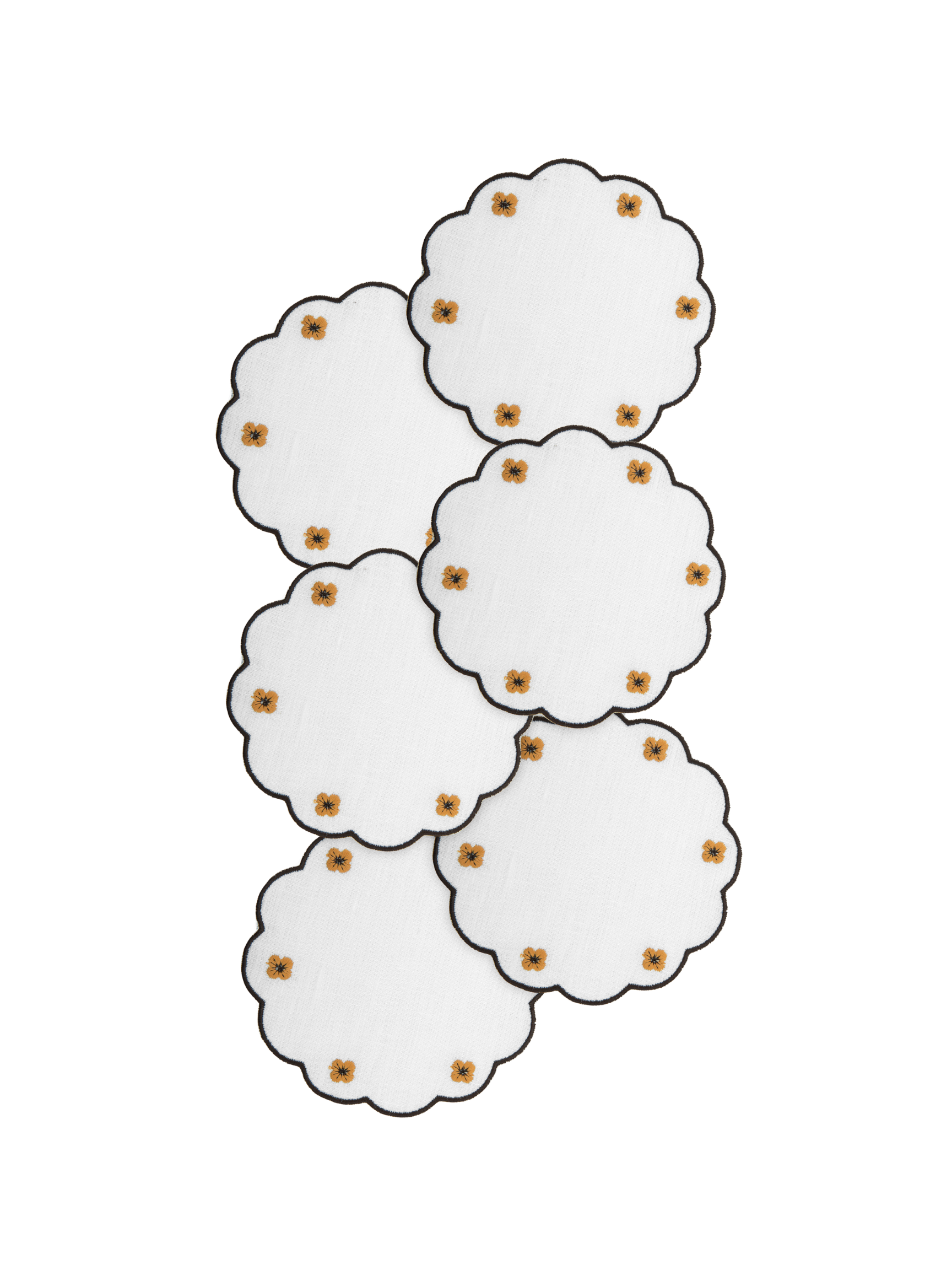 Spring Linen Coasters in Brown, Set of 6