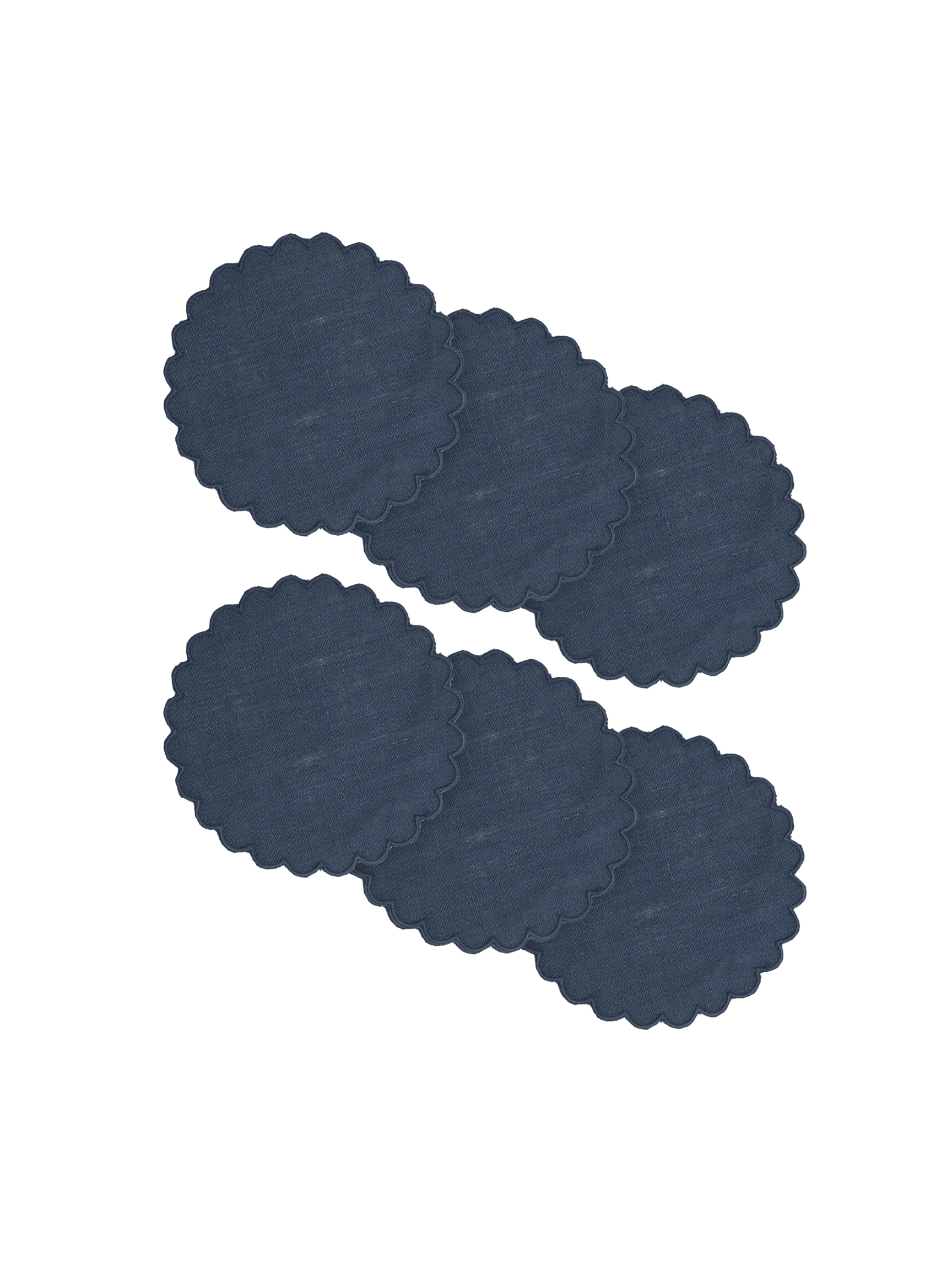 Zurbano Linen Coasters in Navy, Set of 6