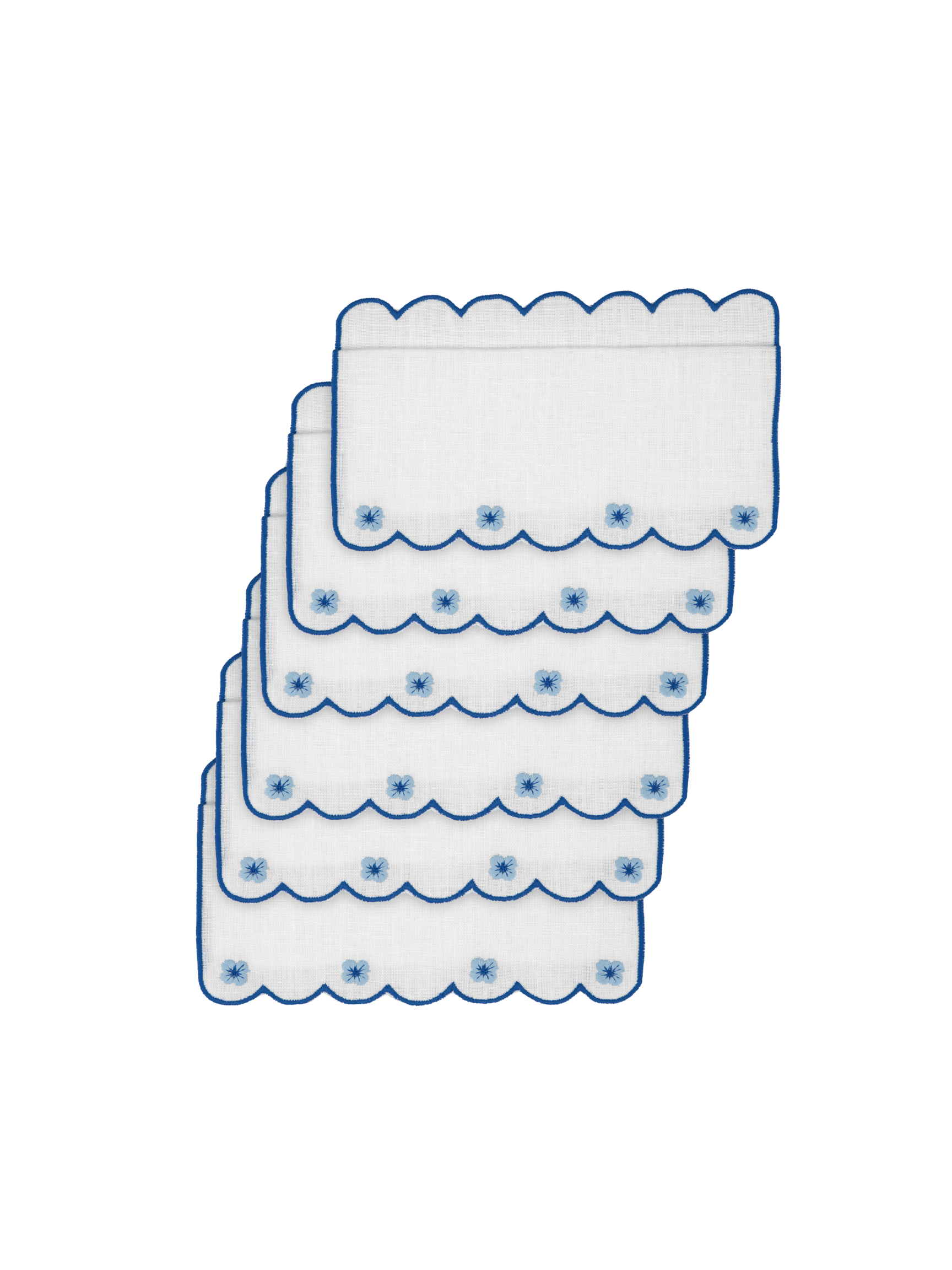 Spring Cocktail Napkins in Blue, Set of 6