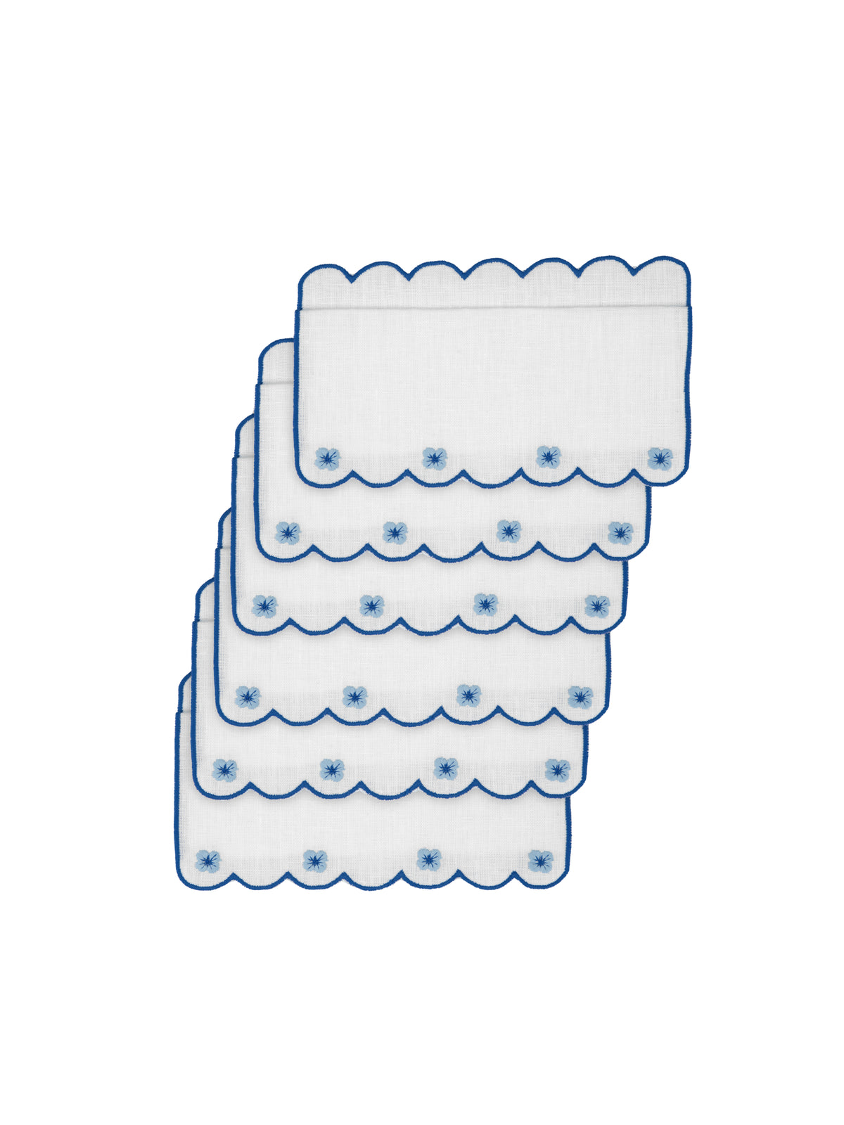 Spring Cocktail Napkins in Blue, Set of 6