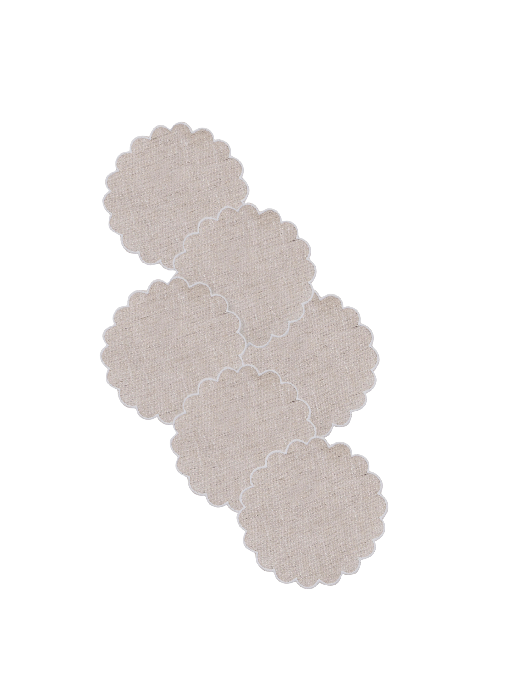 Zurbano Linen Coasters in Natural Linen with Off White, Set of 6