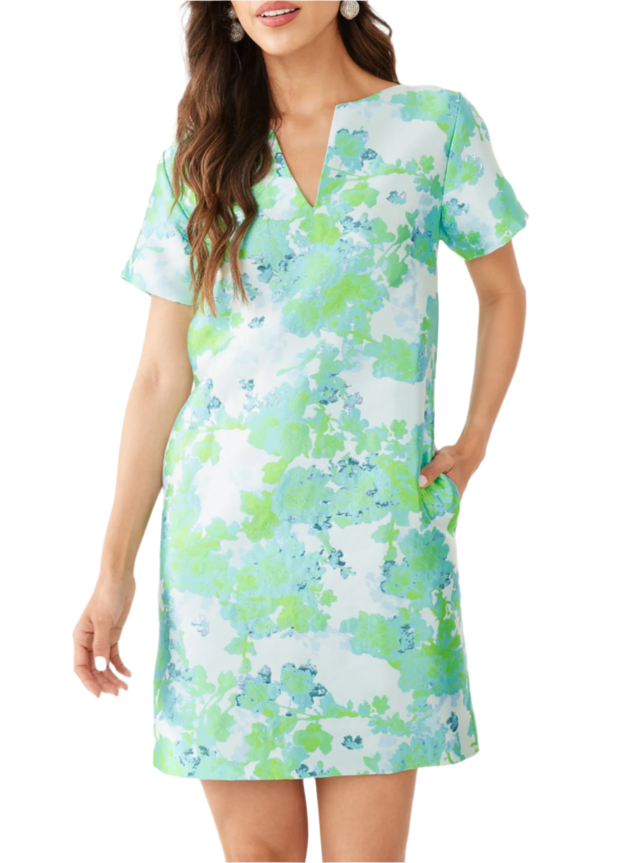 Lulu Dress Green Abstract Brocade