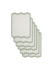 Escama Cocktail Napkins in Green, Set of 6