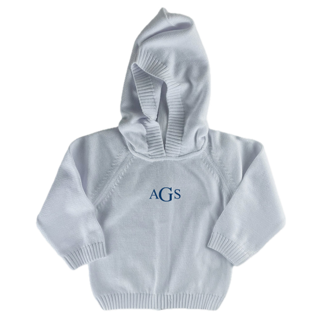 Zip Back Hoodie with Raglan Sleeve in White