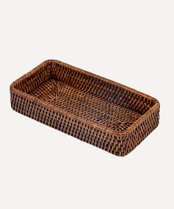 Rebecca Udall, Woven rattan wicker vanity decorative tray, brown