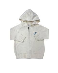 Solid Zip Hoodie in Cream