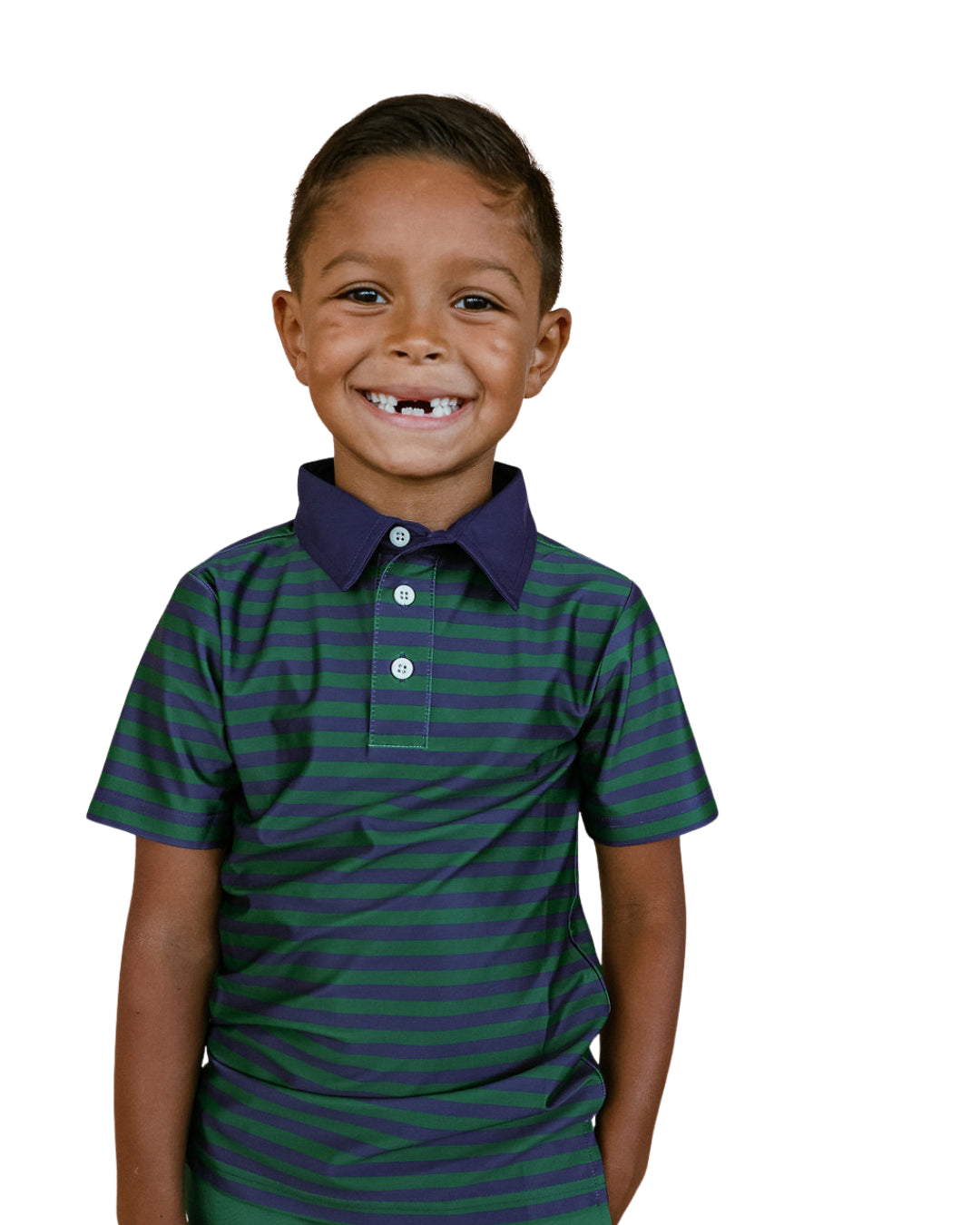 GB Stripe Polo Shirt in Navy & Dark Green