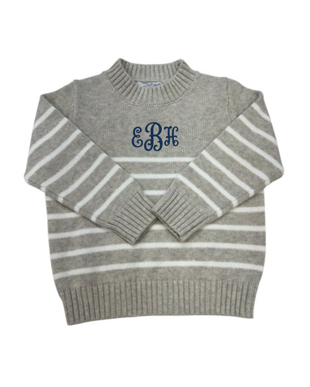 Striped Sweater in Gray & White Striped