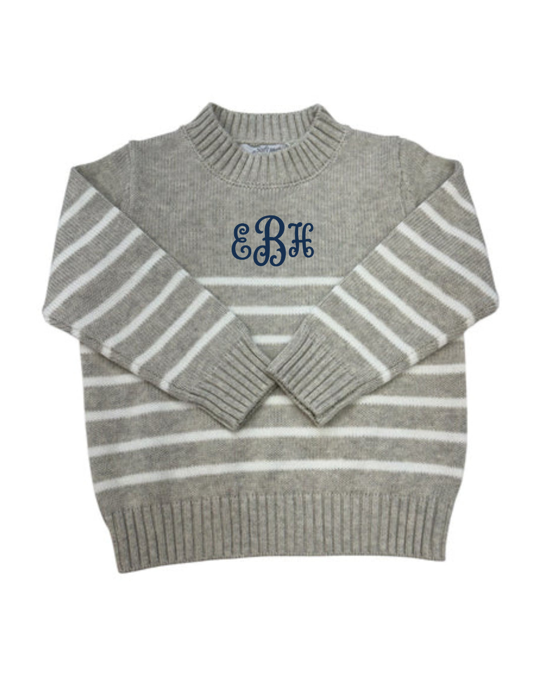Striped Sweater in Gray & White Striped